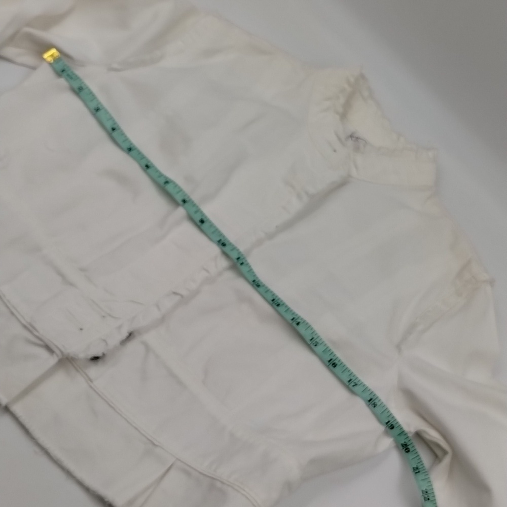 bcih White Jean Jacket Size Large Raw Edges Cropped - Picture 9 of 10